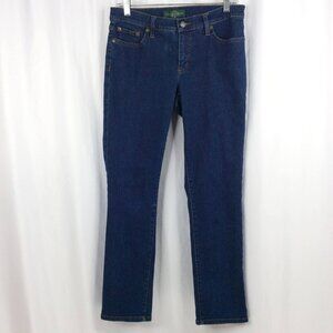 LRL Lauren Ralph Lauren Jeans Womens Size 8 Slim Straight Leg Dark Wash Denim
